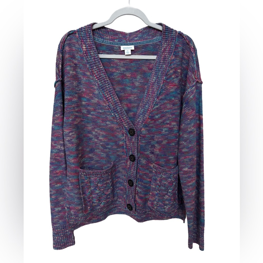 Sundance Ragtime Multicolor Knit Button Cardigan Oversized Small - Picture 2 of 10